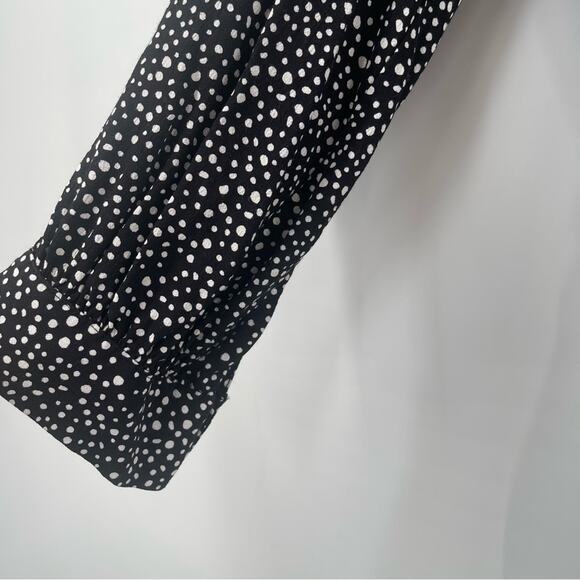 SANCTUARY Dress Size 10 On The Town Polka Dot Dots Print B&W Mini Mock Neck - Picture 7 of 15